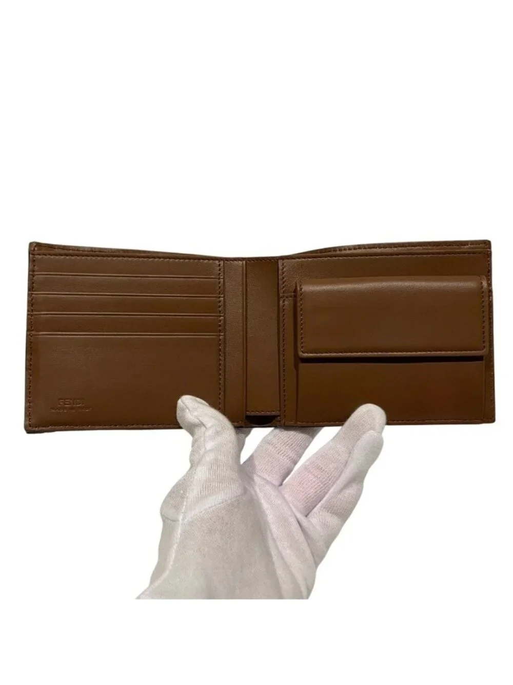 Fendi Bifold Wallet Leather Fabric